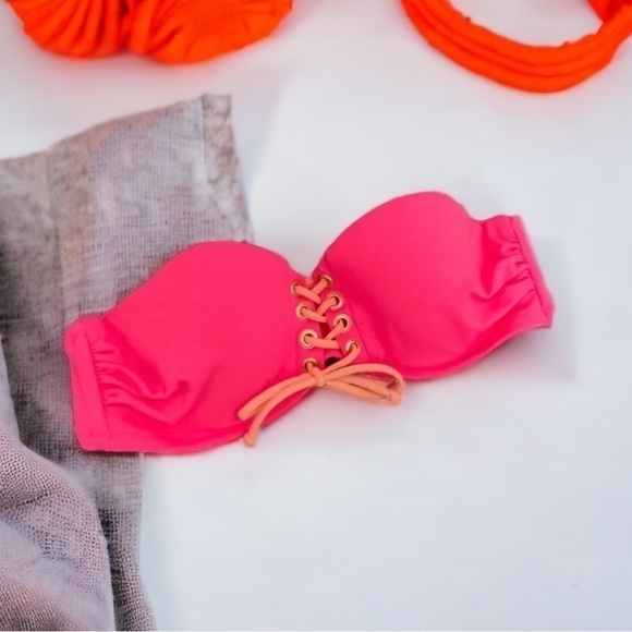 Victoria's Secret Other - Victoria's Secret NWOT Size 36A Pink Lace Up Bikini Swim Top